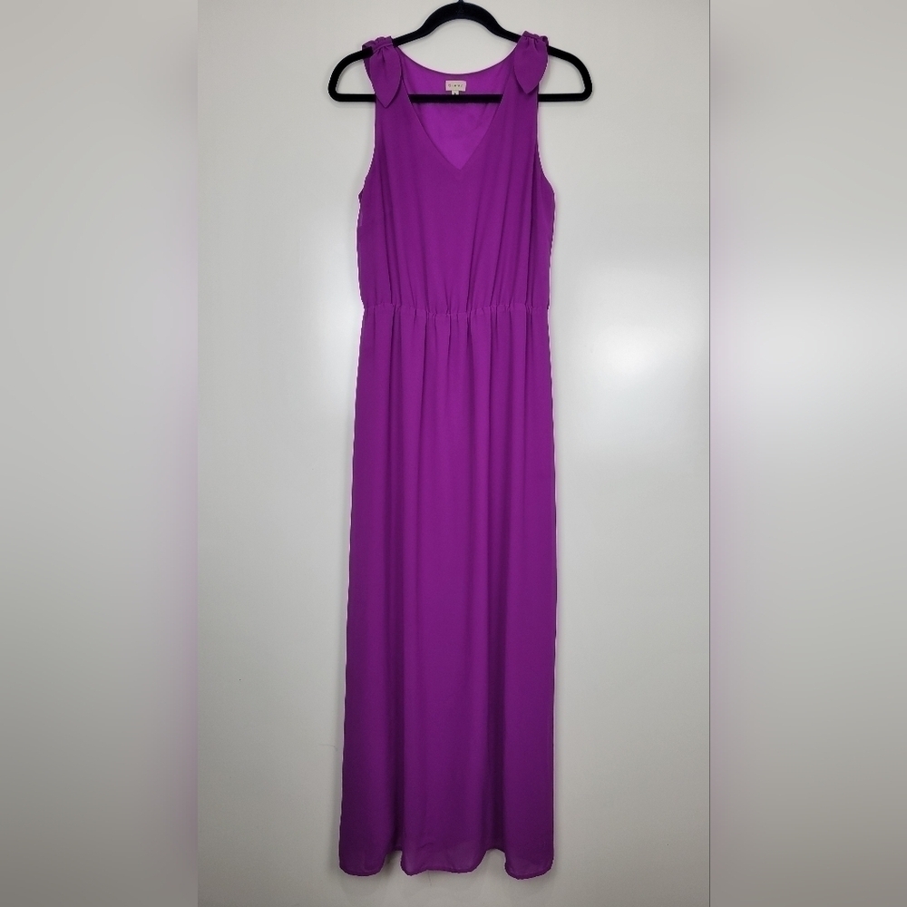 Cremieux Purple Sleeveless Bow Maxi Dress Size Medium